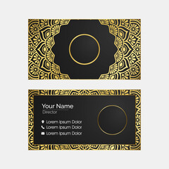 Luxury business card with gold mandala decoration design