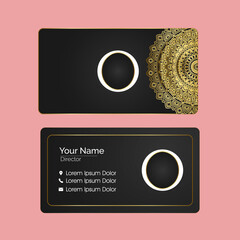 Luxury business card with gold mandala decoration design