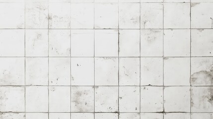 White Tile Wall Texture with Grout Lines and Dirt