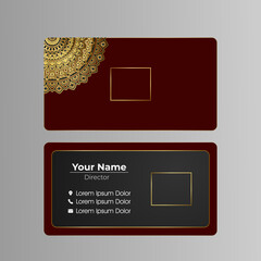 Luxury business card with gold mandala decoration design