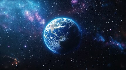 Fototapeta premium Earth floating in the blackness of space, with a full view of its atmosphere and surface