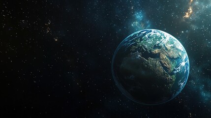 Fototapeta premium A space scene with Earth glowing among a sea of stars, floating in the universe