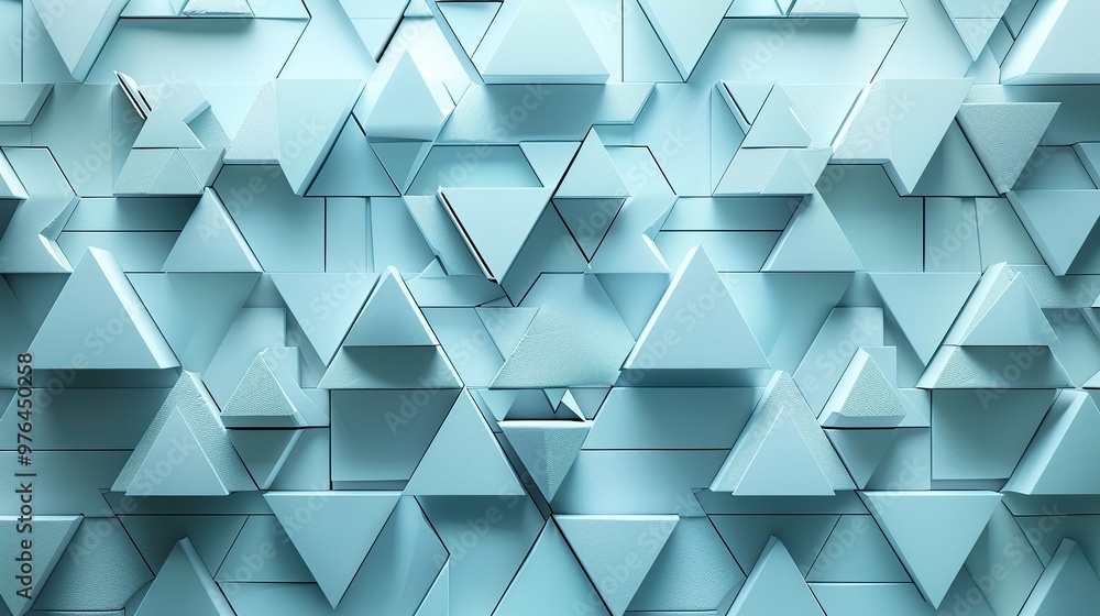 Poster elegant white and blue background featuring a dynamic and symmetrical triangle pattern