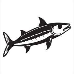  Barracuda fish silhouette vector art illustration.
