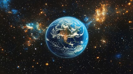 Obraz premium A space scene with Earth glowing among a sea of stars, floating in the universe