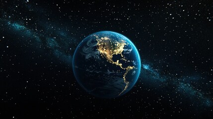 Obraz premium A space scene with Earth glowing among a sea of stars, floating in the universe