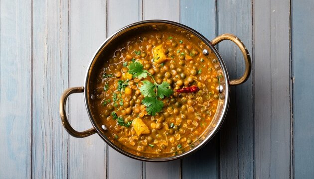 top view of Indian food Dal fry 