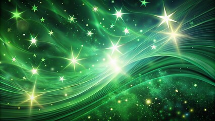 Naklejka premium Detailed of stars and space against abstract green wavy background