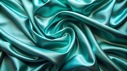 Obraz premium Silky cyan green turquoise fabric background with shiny texture