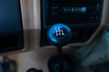   American 4x4 old vintage classic off-road truck manual transmission shift switch stick. High quality pictures for download.