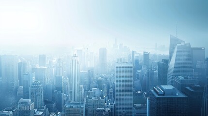 Aerial View of Cityscape with Fog