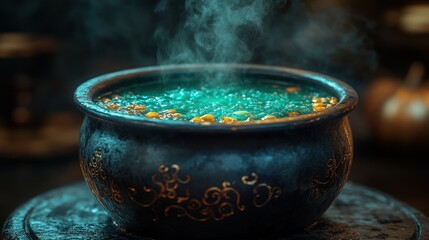 A Mysterious Potion Brewing in a Cauldron