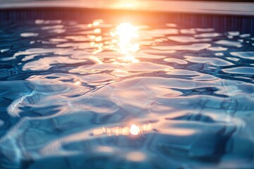 Swimming Pool water. Ripple Water. Sun Reflection background , ai