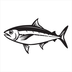  Kingfish fish silhouette vector art illustration.