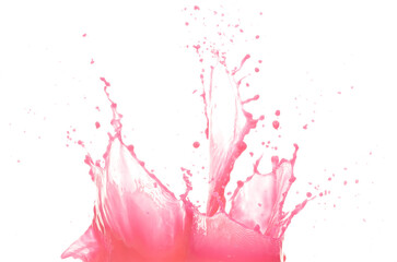 Strawberry pink Juice pouring and splash as crown water. Watermelon juice explode splash in mid...