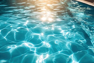Swimming Pool water. Ripple Water. Sun Reflection background , ai