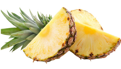 slice of pineapple on white or transparent background