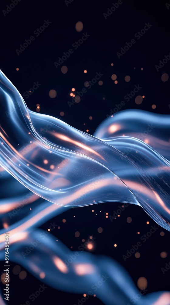 Poster abstract waves of light flow elegantly against a dark background, creating a mesmerizing interplay o