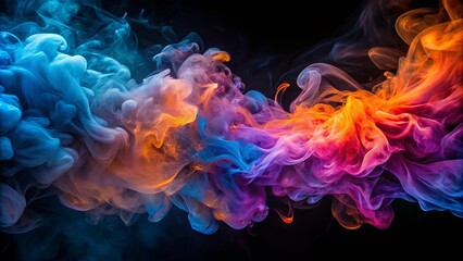 Obraz premium Abstract dark smoke with vibrant violets, blues, pinks, and oranges swirling together in a captivating display