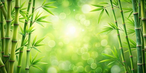 Abstract bamboo garden background with branch frames on blurred green background, perfect for spa, vacation, travel, and cosmetics
