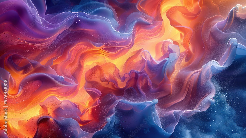Poster vibrant psychedelic abstract image with complex patterns and bold color scheme