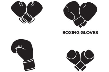Boxing gloves vector black silhouette icon on a white background.