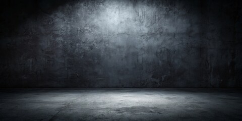 Creepy dark walls with light black concrete background texture for a scary atmosphere in this stock photo