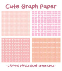 Colorful pink color geometric plaid seamless pattern set. Hand drawn style square gingham background collection. Check Wallpaper. checker mosaic grid tartan texture bundle. Graph paper. Girl, child