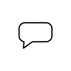 Naklejka premium Minimalistic black outline speech bubble icon on a white background.