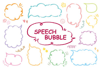 Cute Memo collection.Set of blank colorful speech bubble in flat design for short message. Chat balloon in hand drawn style.Cute vector illustration Sticker for chat symbol, talk dialog word  text box