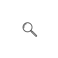 Simple black magnifying glass icon on a white background.
