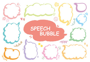 Cute Memo collection.Set of blank colorful speech bubble in flat design for short message. Chat balloon in hand drawn style.Cute vector illustration Sticker for chat symbol, talk dialog word  text box