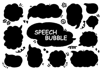 Set of hand drawn style cute memo sticker. Variety abstract shapes of  speech bubble. quote gray scale frames blank with crayon draw. Chat box balloon cloud. Label tag collection vector for text.