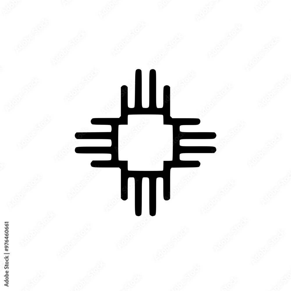 Aufkleber abstract geometric symbol with six straight lines extending from a central square.