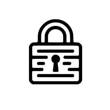 recommend clip art: Black and white illustration of a padlock symbolizing security and protection.