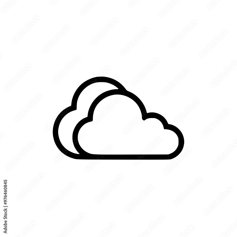 Poster black and white cloud icon representing cloudy weather or cloud computing.
