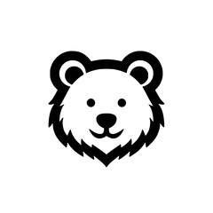 Obraz premium Cute black and white bear face vector illustration with simple design elements.