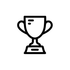 Black and white icon of a trophy with handles and a base symbolizing victory and achievement.