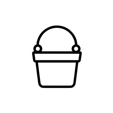 recommend clip art: Simple black and white illustration of a bucket with a handle.