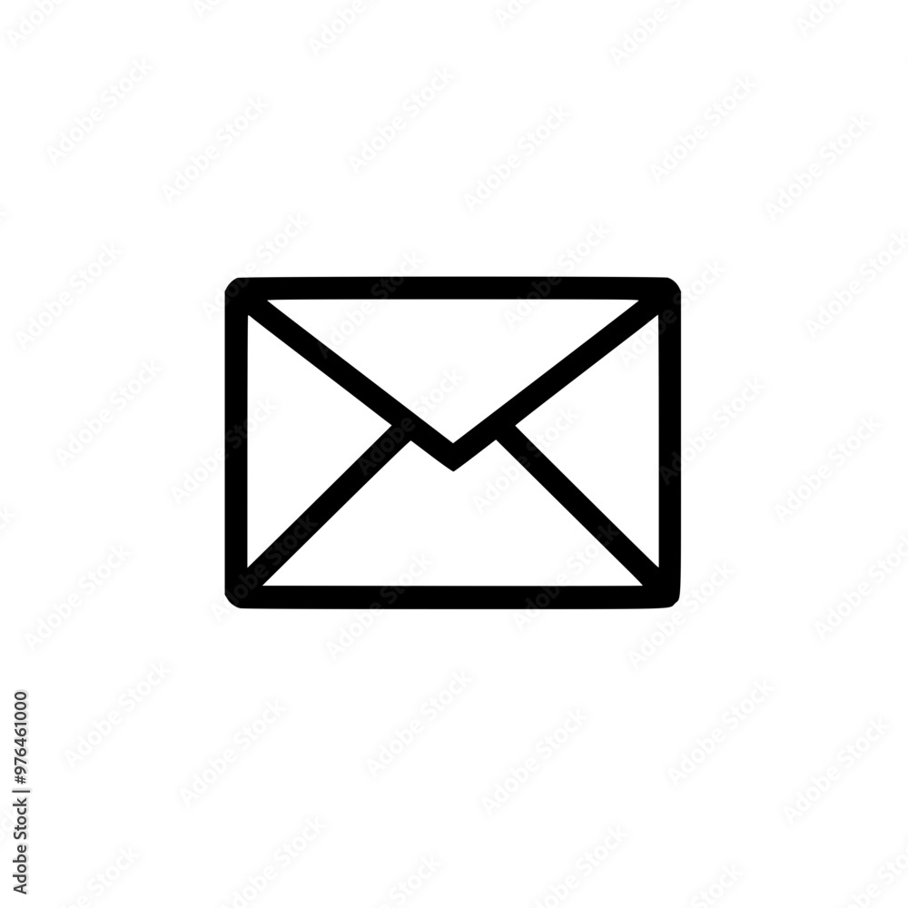 Canvas Prints simple black and white icon of an envelope representing an email or message.