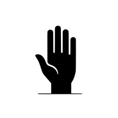 Obraz premium Silhouette of an upright hand with fingers together on a white background.
