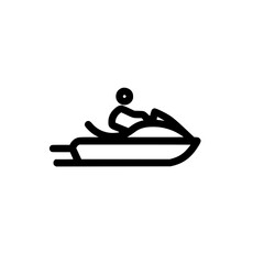 Icon of a person riding a jet ski, representing water sports and aquatic adventures.