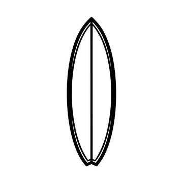 recommend clip art: Minimalist black and white illustration of a surfboard with sleek, clean lines.