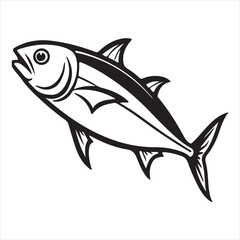 Naklejka premium Yellowtail fish silhouette vector art illustration.