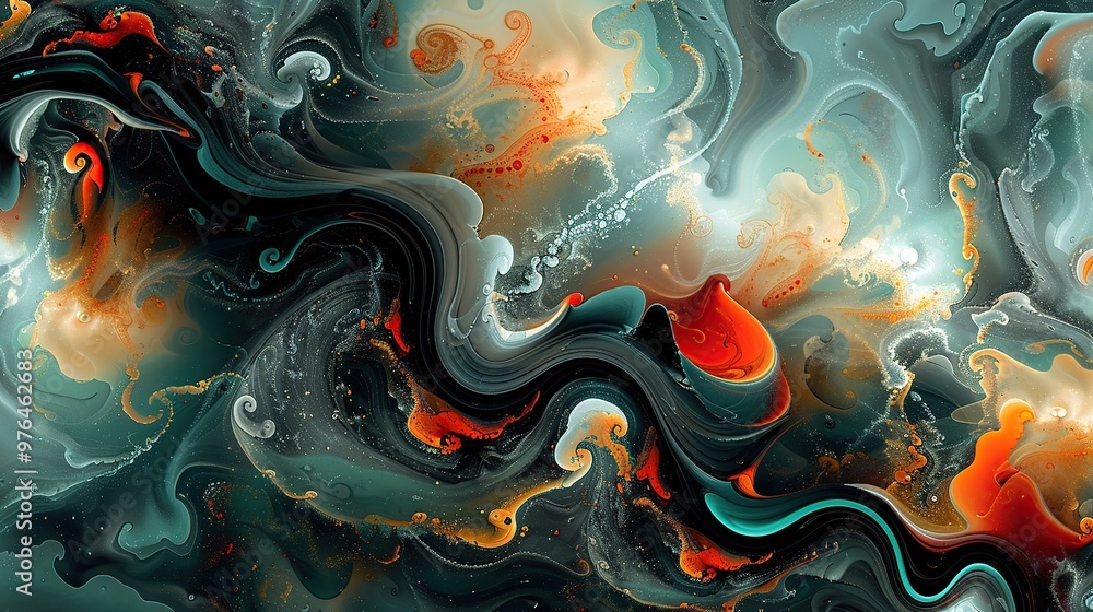 Poster psychedelic abstract image featuring bold swirling patterns and colorful flowing design