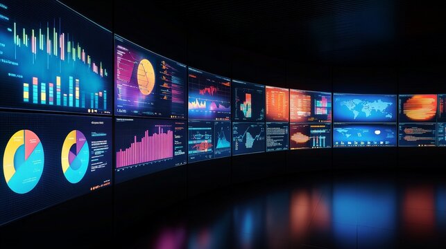 Capture the essence of a digital marketing campaign with vibrant graphics, social media integrations, and real-time analytics displayed on multiple screens, representing the power of technology