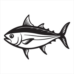  Bonito fish silhouette vector art illustration.