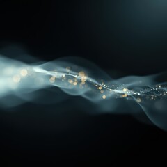 Abstract Digital Wave with Glowing Particles on Dark Background - Futuristic Technology Concept