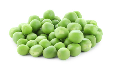 Pile of fresh green peas isolated on white