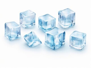 Obraz premium Crystal clear ice cubes scattered background